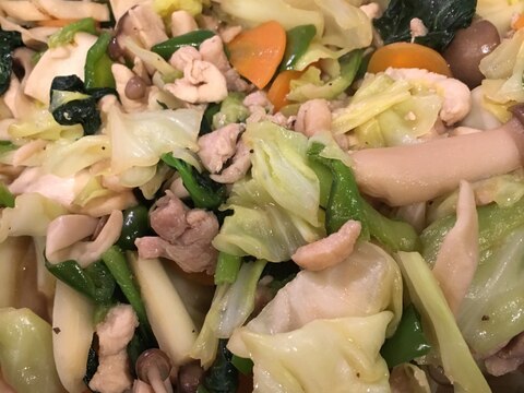 鶏細切れときのこ野菜のバター醤油炒め